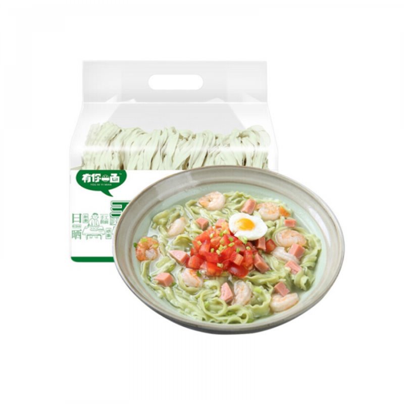 徽记 有你一面 手工日晒面 菠菜小刀削 410g